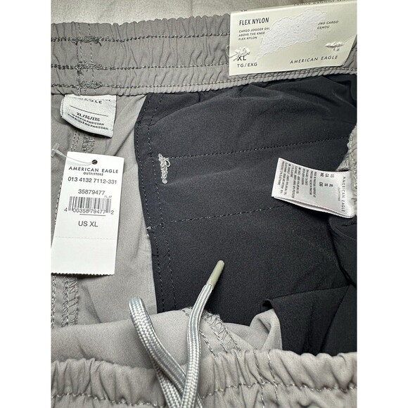 AMERICAN EAGLE Gray Cargo Jogger Flex Nylon Drawstring Shorts Men's XL NWT - Picture 6 of 10
